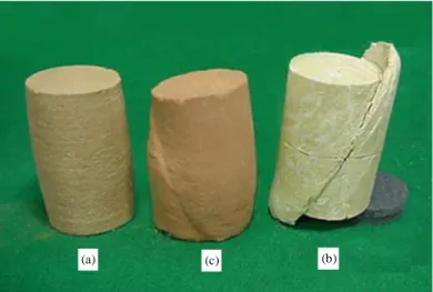 Figura 2.10 Tipos de ruptura: a) Ruptura plástica, b) Ruptura frágil, c) Ruptura intermediária