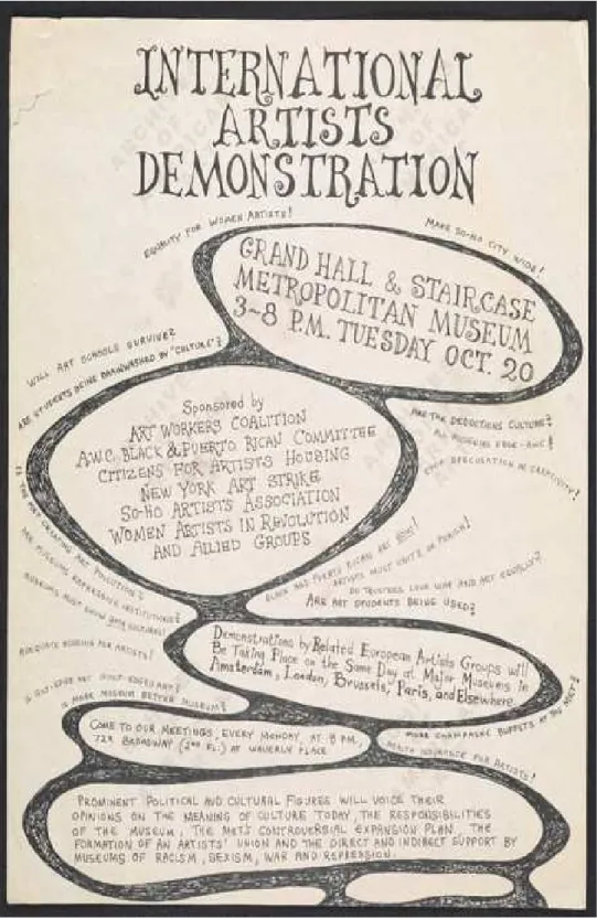 FIGURA  2:  Internacional  Artists  Demonstration.  Fonte:   Smithsonian,  Archives  of American  Art  -  SoHo Artists Association Records - Publicity 1970-71;   Box 1 Folder 10