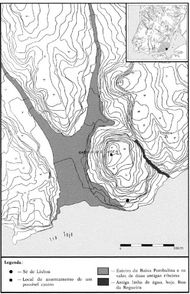 Fig 2 Localização da Sé de Lisboa no Morro do Castelo (segundo Amaro, 1993, modificado).