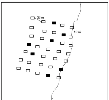Figura 4 -Delineamento da área-controle, destacando as parcelas selecionadas (preto) 