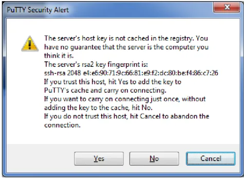 Figure 8 – SSH warning about a new certificate 