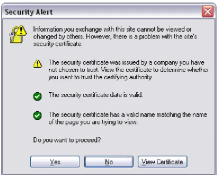 Figure 13 – Alert for detected certificate issue on IE 6