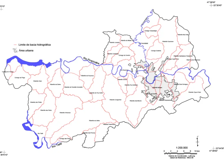 Figura 2- Mapa da hidrografia do Município de Piracicaba  Fonte: PDRP, 2004