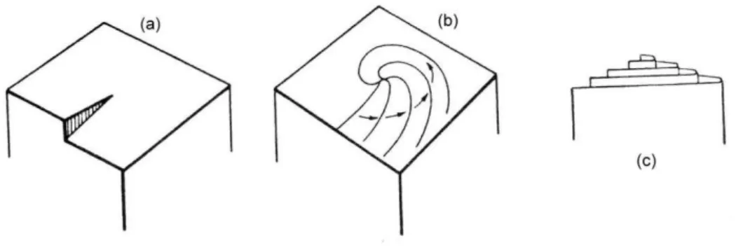 Figura  19.  –  Desenvolvimento de uma espiral de crescimento a partir de um deslocamento do tipo parafuso
