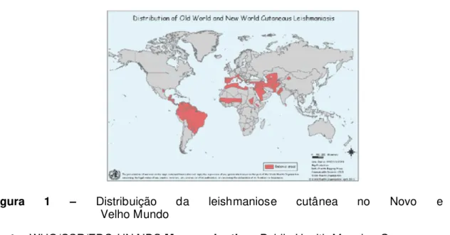 Figura 2  –  Distribuição da leishmaniose visceral no Novo e Velho Mundo. 