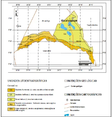 Figura 2: Mapa geológico de Maxaranguape. Fonte: Beltrão et al, 2005. 