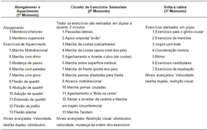 Tabela 1: Descrição dos momentos e atividades do Circuito de Equilíbrio (COSTA et  al., 2010)