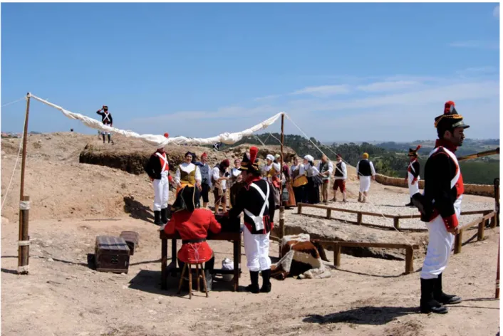 Figure 17.13: Historical re-enactment in Zambujal Fortress. Publicity about the Historical Route of the Lines of Torres has a strong local  impact on the communities involved in the maintenance and animation of this heritage
