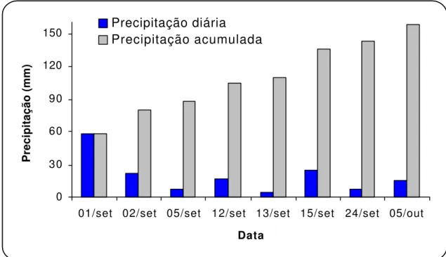 Figura 6 – Precipitação ocorrida no período em que a volatilização foi avaliada.