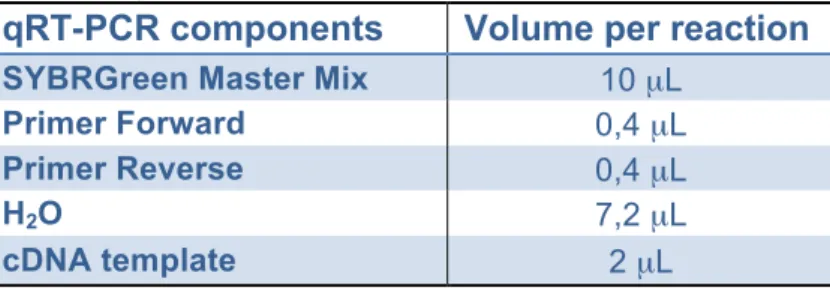 Table 7: qRT-PCR components mixture 