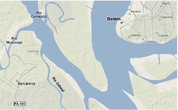 Figura 9: Posição geográfica de Belém e Barcarena. 