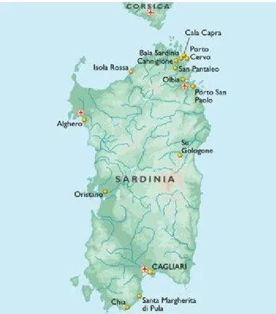 Figure III.3.  Map of Sardinia. 