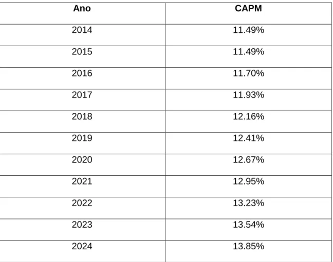 Tabela 4.13 - Taxa CAPM Ótica do Investidor com Capitais Alheios