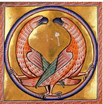 Figura 5. Abutres do bestiário de Aberdeen. Por volta do século XII, anônimo. 
