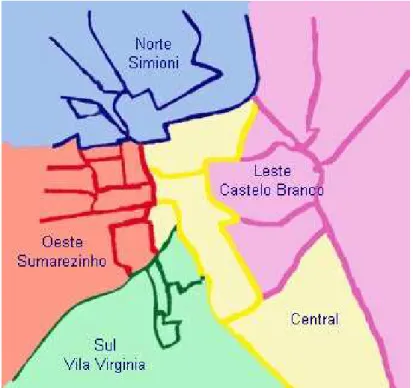 Figura 2: Mapa de Ribeirão Preto com os Distritos de Saúde. Ribeirão Preto, 2010. 