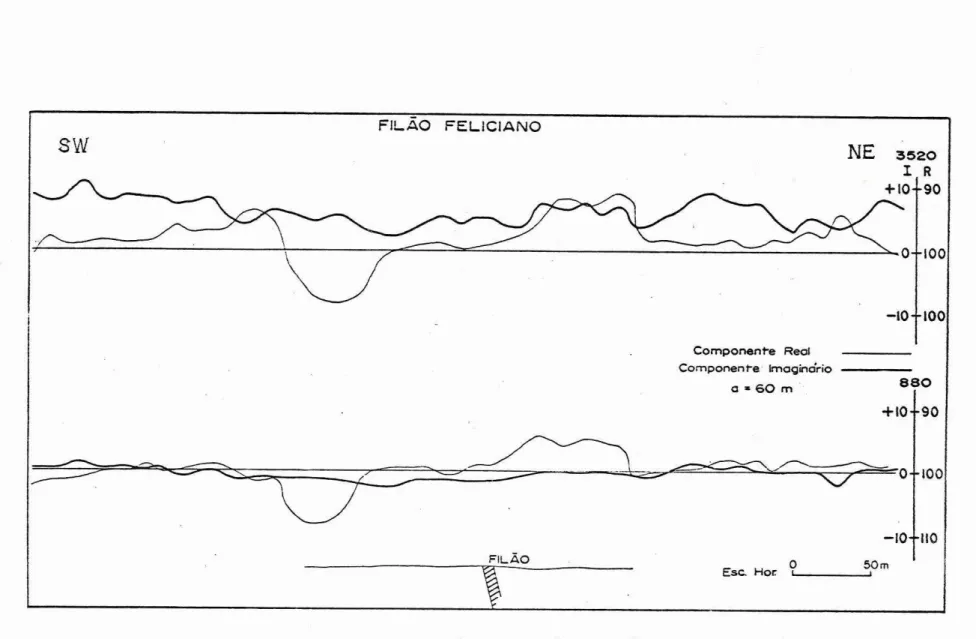 Figura  l6 -  Perfil  geofísico  atravãs do  filão  Feliciaoo.