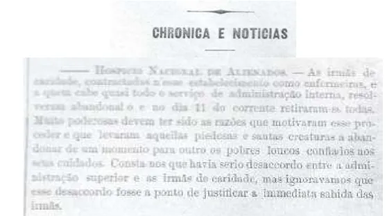Figura 1. Notícia intitulada Hospício Nacional de Alienados publicada no Brazil-Medico