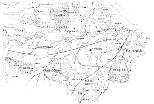 Figura  3.1  -   Localização  espacial  do  PMFS  n°  6414/94,  dentro  da  zona  de  ocorrência natural do mogno.