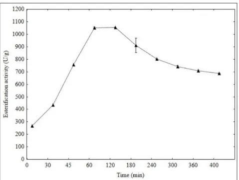 Figure 3 – Kinetics of isoamyl acetate esterification for ultrasonic system
