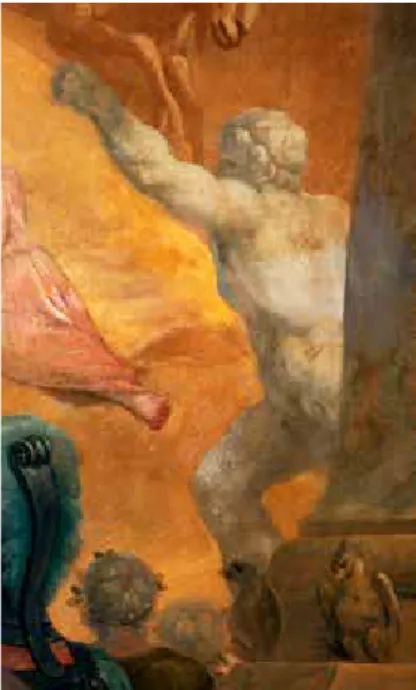 Fig. 7 – Pormenor da figura do Gladiador presente no teto de Cyrillo Volkmar Machado,  tendo como base a obra anteriormente citada