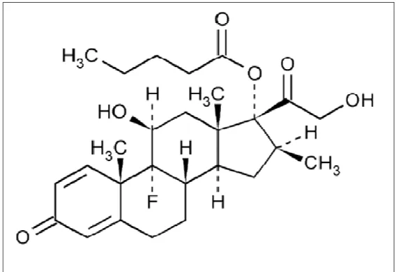 Figura 1 – Estrutura molecular do princípio ativo 17 valerato de betametasona (Farmacopéia americana, Vol.32).