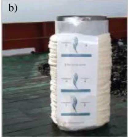 Figure  2.4  (a)  culture  ropes  (b)  biodegradable  network,  available  from  http://www.jjchicolino.es/catalogo.pdf