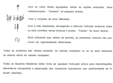 Figura 1. Orientações do compositor Aylton Escobar sobre a escrita não  tradicional da peça Mini Suíte das Três Máquinas