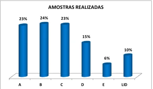 Gráfico 2 – Percentual de amostra realizadas por empresa e lideranças. 