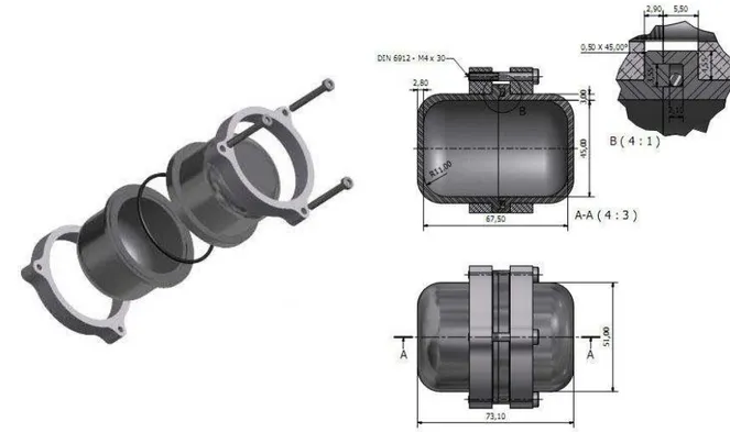 FIGURA 4  –  Representação gráfica do recipiente de moagem utilizado no moinho  agitador
