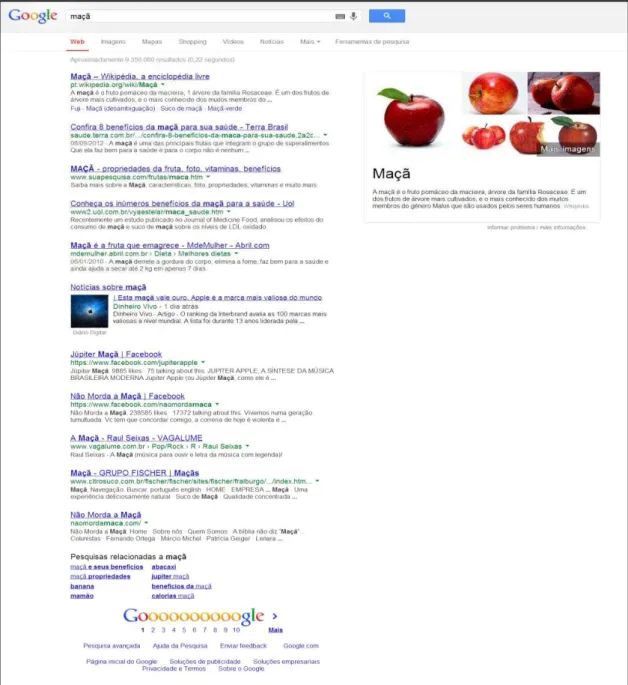 Figura 1: Pesquisa feita no Google, a  título de exemplo, com o significante “maçã”