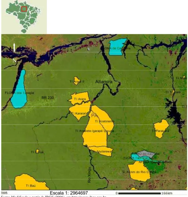 Figura 2.1. Mapa com a localização da TI Araweté/Igarapé Ipixuna 