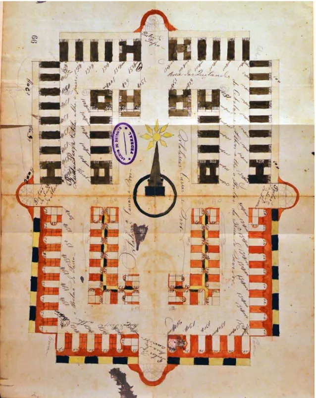 Figura 10: Mapa das bancas internas da Praça do Mercado, 1852  Arquivo Geral da Cidade do Rio de Janeiro 
