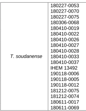 Table 10: Discrimination of species of T. soudanense sequenced  and analysed by CBS and BLAST databases