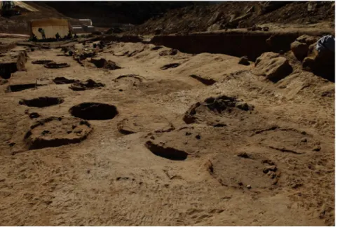 Fig. 2. General view of Cova da Baleia with clay pits/kilns (phase 1).