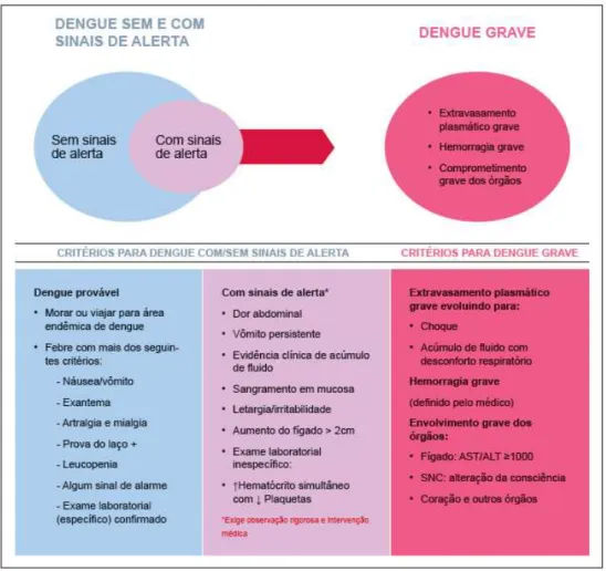 Figura 5. Classificação dos casos de dengue e níveis de gravidade de acordo com DENCO  (adaptado WHO, 2009)