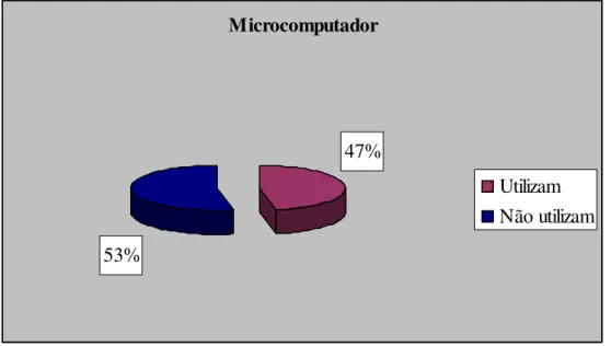 Gráfico 4 – Percentual de MPEs que utilizam microcomputador  Fonte: Sebrae (2003)  Internet 54% 46% Têm acesso Não têm acesso