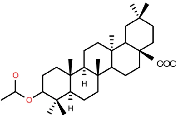 Figura 11. Ácido acetilaleuritólico (AAA), triterpeno isolado de C. cajucara e com grande número de  atividades biológicas e farmacológicas