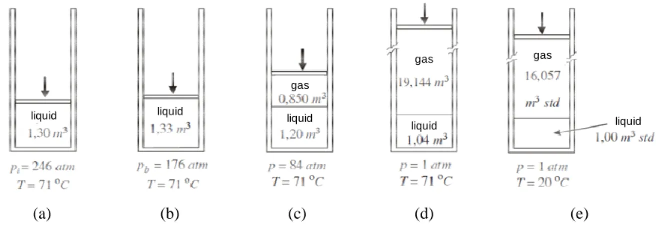 Figure 2.1 – Changes of pressure and temperature during petroleum recovery process  (modified Rosa et al., 2006)