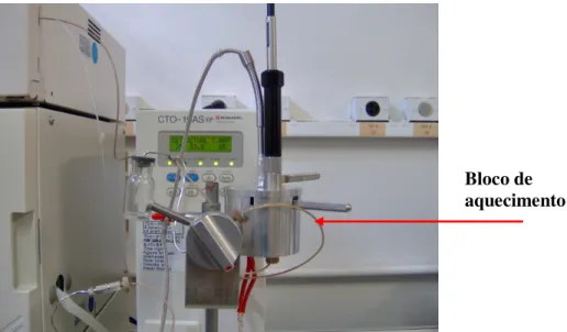 Figura 1.8. Fotografia da interface SPME-LC com o sistema de aquecimento desenvolvida no  Laboratório de Cromatografia da USP de São Carlos