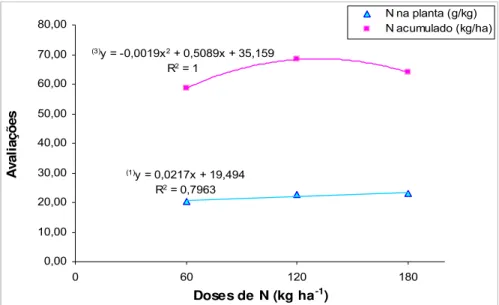 Figura 22 - N na planta e N acumulado da aveia preta, em função de doses de N, safra  2004 