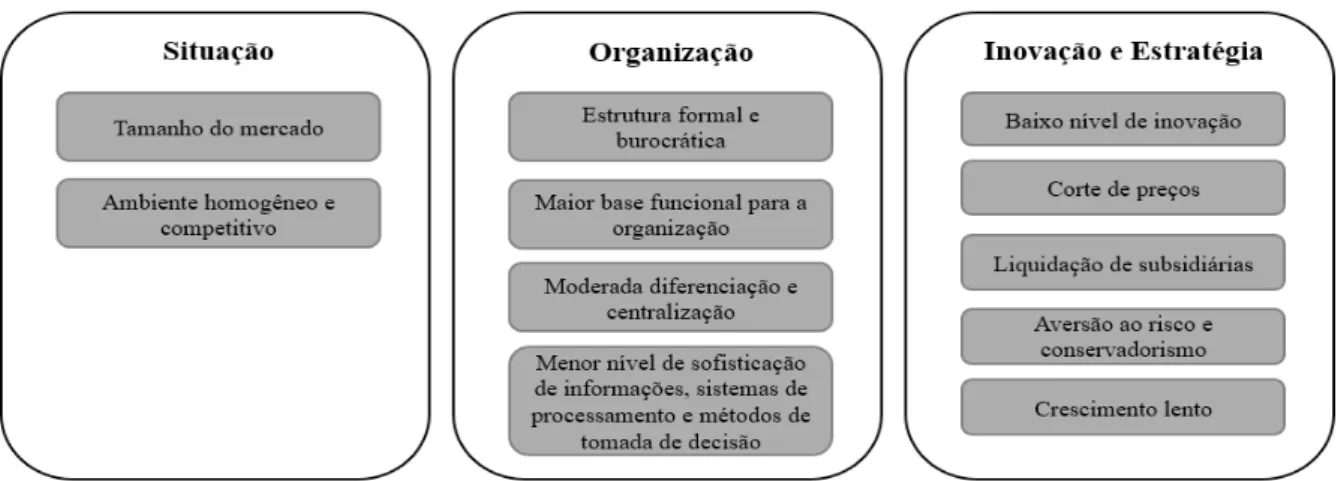 Figura 1. Características da fase de declínio no ciclo de vida organizacional. Adaptada de “A longitudinal study  of the corporate life cycle.” por D