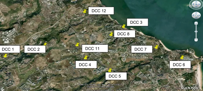 Figura 12- b) Localização geográfica dos DCCs no Concelho de Oeiras. 