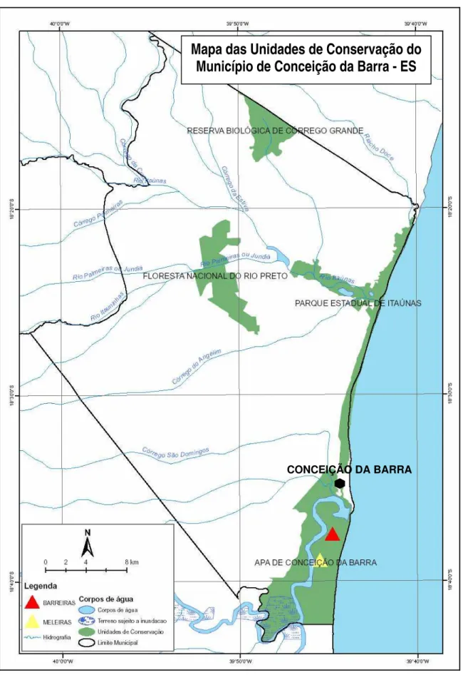 Figura 02: Mapa das Unidades de Conservação de Conceição da Barra, ES. 