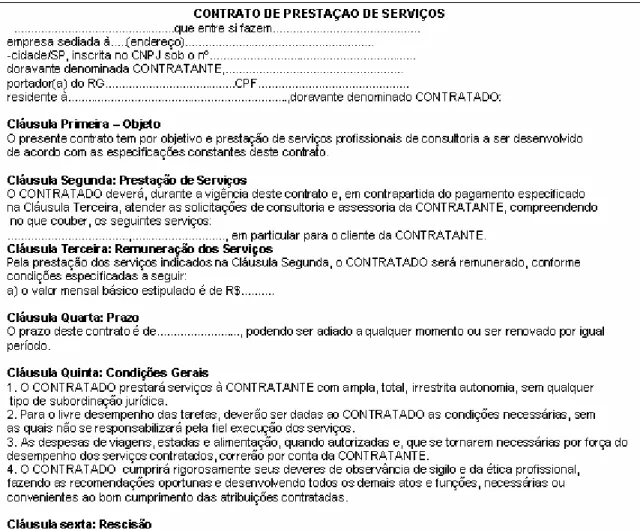 Figura 1 - Contrato de prestação de serviço (adaptado de MILHOMENS; ALVES, 2006). 