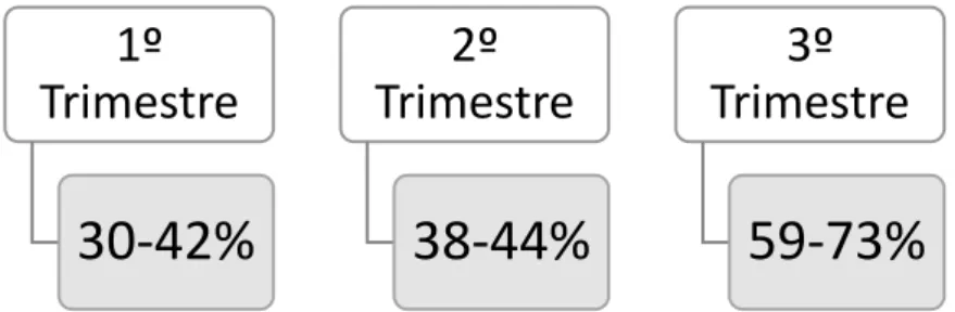 Figura 2 - Taxa de transmissão da infecção na gravidez. (Fonte: Adaptado de Mareri A, Lasorella S, Iapadre G, et al