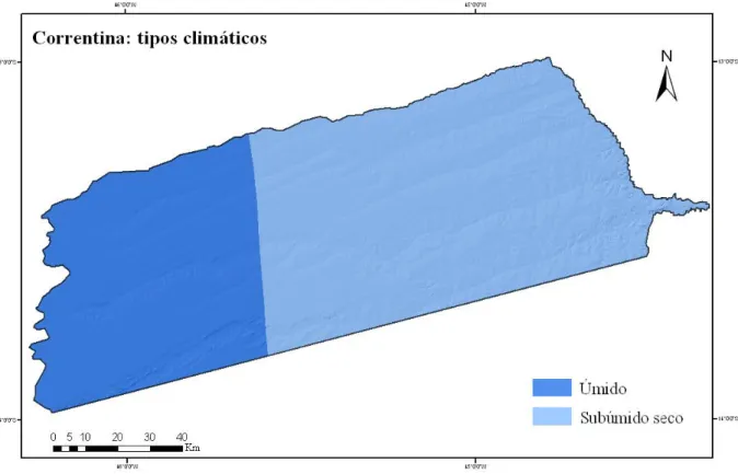 Figura 2.2: Tipos climáticos no Município de Correntina. Fonte: Base de dados elaborada pela Planvasf, 1986.