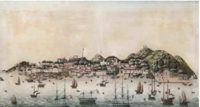 Figura 43- Pintura Como um pintor chinês viu Macau no século  XIX  –  Panorama  observado  da  Rada  (Inv