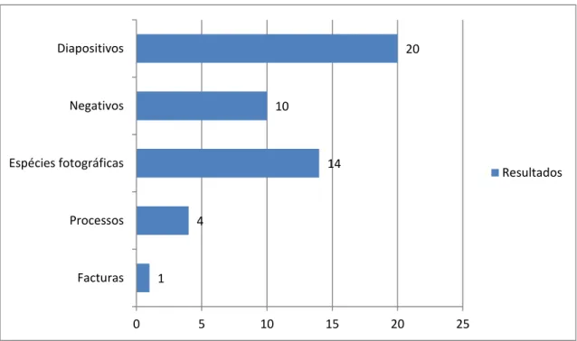 Figura 1 - Tipologia dos resultados após pesquisa no catálogo online dos Arquivos da FCG  Fonte: Elaboração do autor 