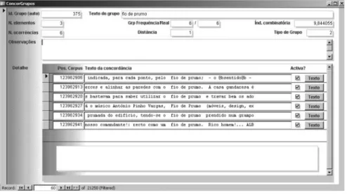 Figure 1. Record for the MWE fio de prumo ‘plumb line’ in the database 3.2. The selection of MWE: Manual validation and lemmatization