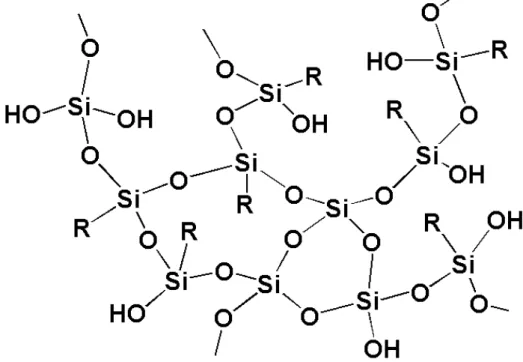 Figura 5 - Representação esquemática da estrutura de um Ormosil.